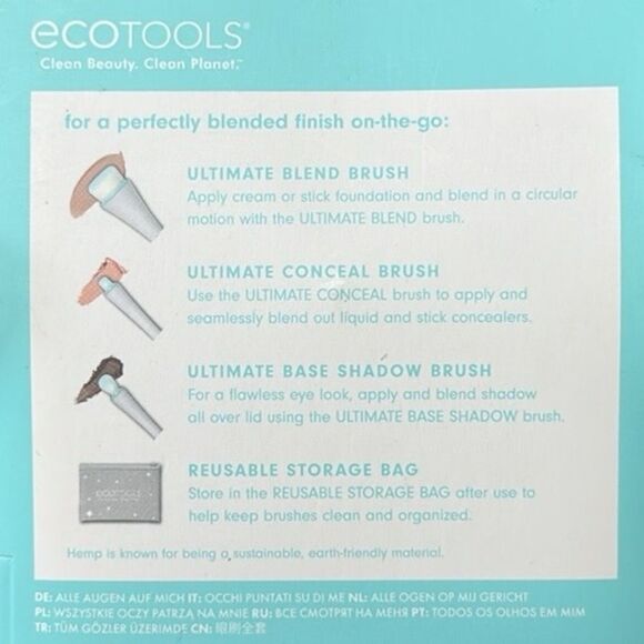 EcoTools All Eyes On Me Limited Edition Mini 360 Brush Set with Aqua Accents - Picture 4 of 4